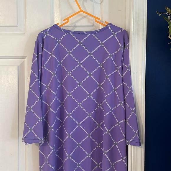 Anthony’s Resortwear Lavender & White Trellis Pattern Polyester & Spandex Dress - Picture 7 of 8